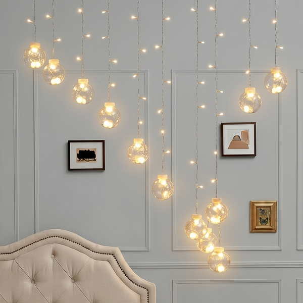 3M Wishing Ball LED String Lights – 108 Bulbs, 8 Lighting Modes, Battery-Powered Festive Decor
