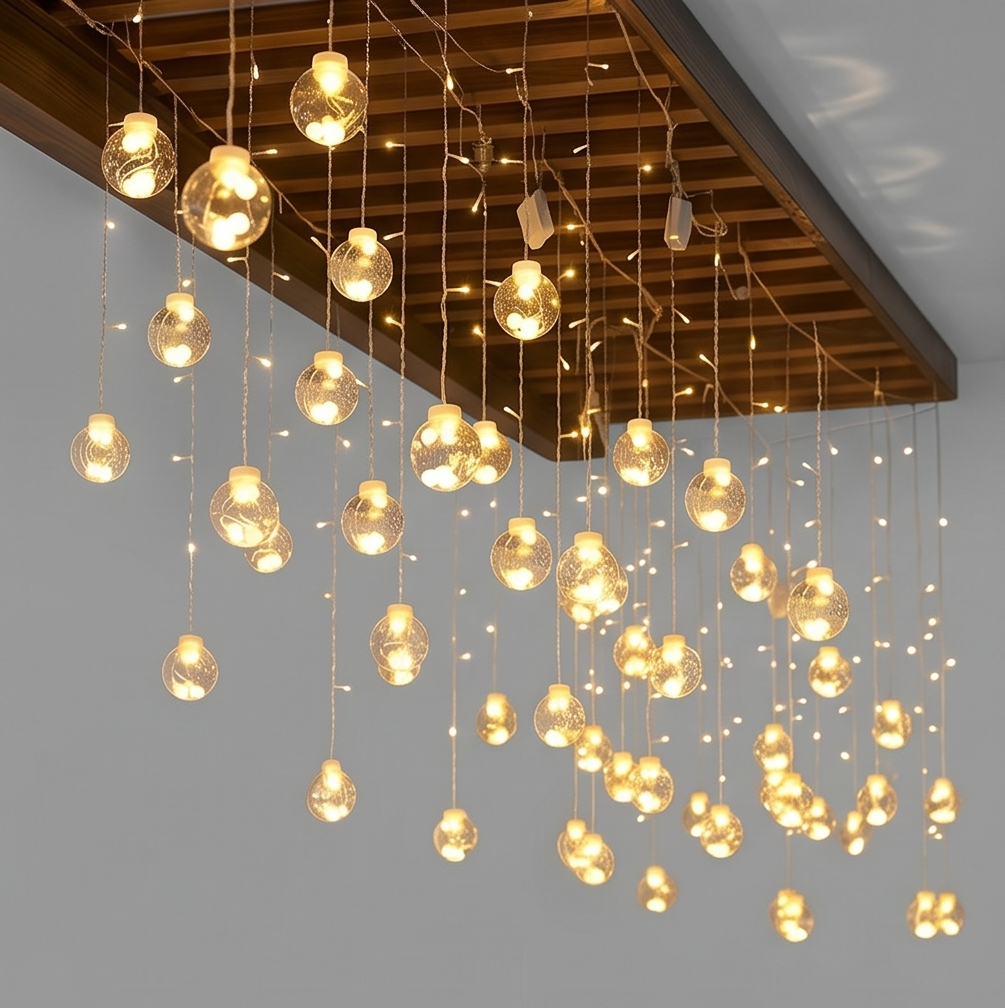 3M Wishing Ball LED String Lights – 108 Bulbs, 8 Lighting Modes, Battery-Powered Festive Decor