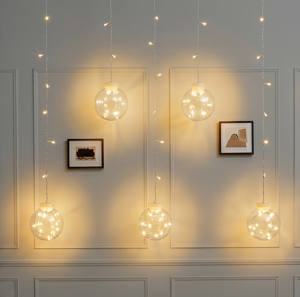 3M Wishing Ball LED String Lights – 108 Bulbs, 8 Lighting Modes, Battery-Powered Festive Decor