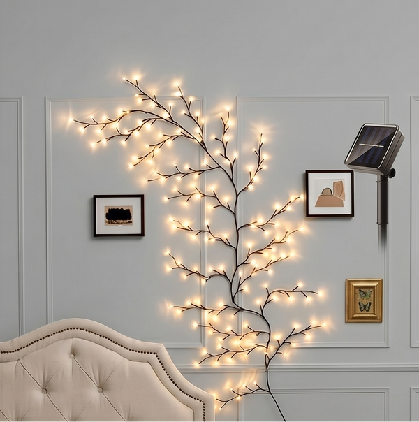 Flexible Solar-Powered Vine Branch Lights – 8-in-1 Willow LED Decor for Garden, Patio & Indoor Ambiance