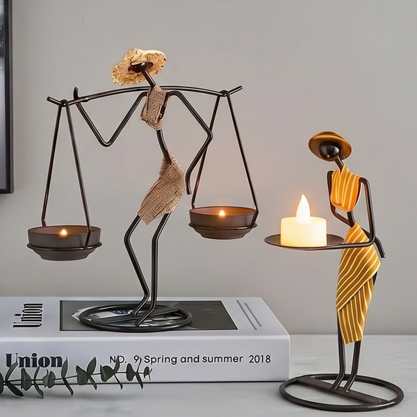 Modern Geometric Iron Candle Holder – Minimalist Table Centerpiece for Romantic Dinners & Home Decor
