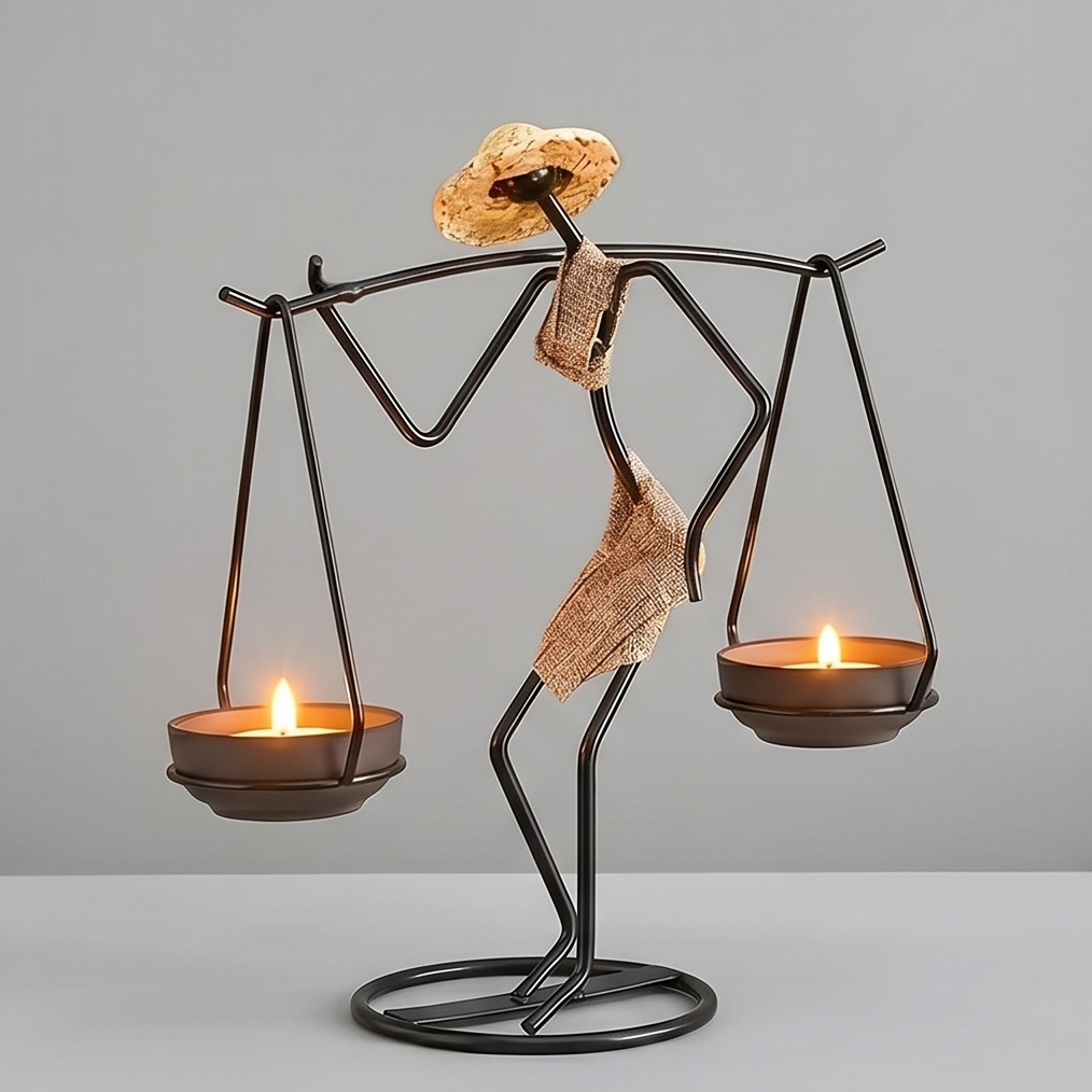 Modern Geometric Iron Candle Holder – Minimalist Table Centerpiece for Romantic Dinners & Home Decor