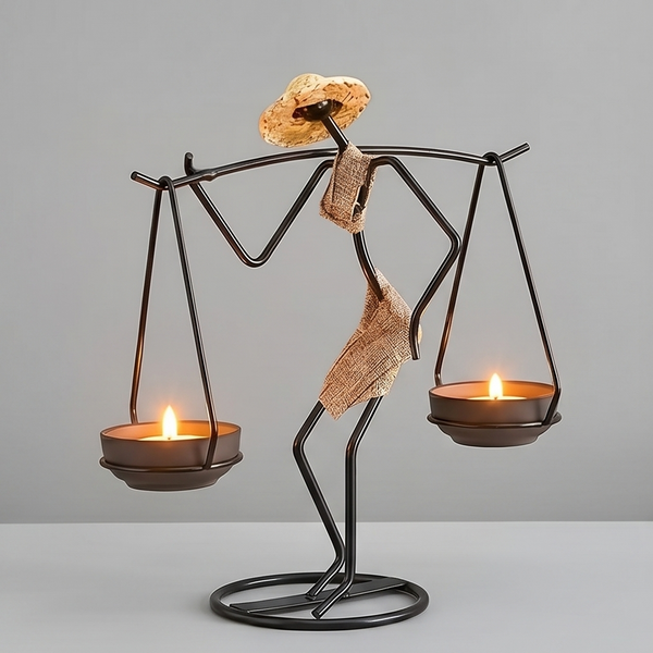 Modern Geometric Iron Candle Holder – Minimalist Table Centerpiece for Romantic Dinners & Home Decor