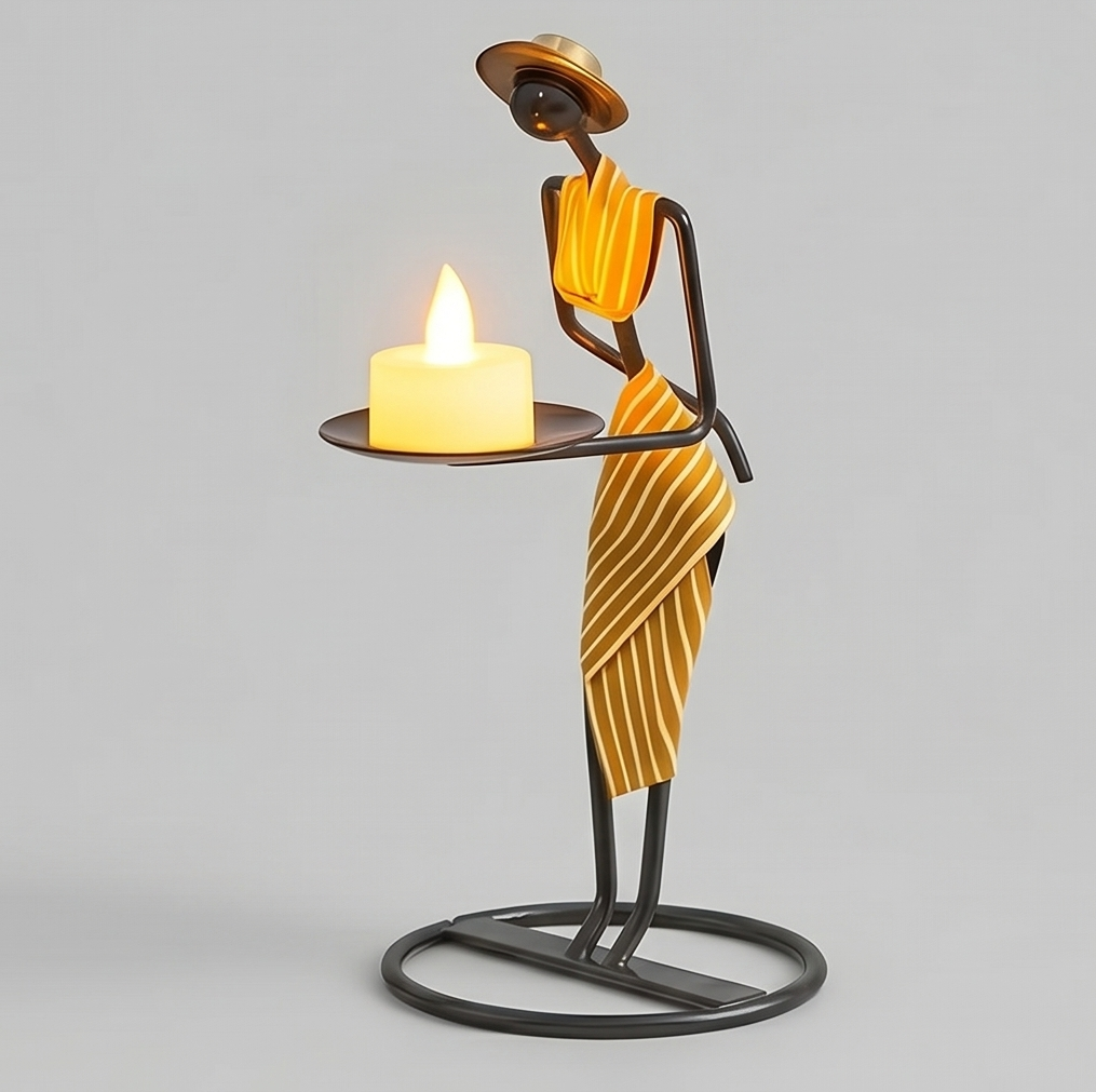 Modern Geometric Iron Candle Holder – Minimalist Table Centerpiece for Romantic Dinners & Home Decor